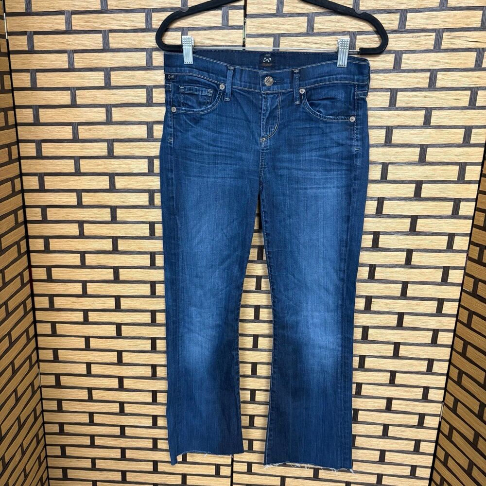Citizens of Humanity Dita Petite Bootcut Leg Darkwash Frayed Hem Jeans Size 26